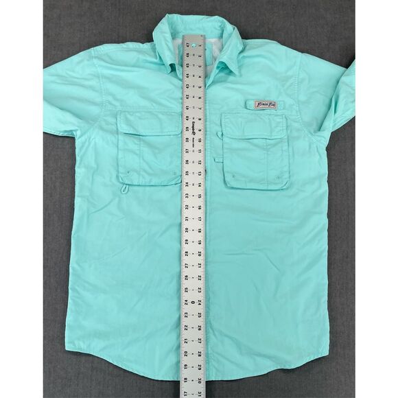 Bimini Bay Vented Fishing Shirt Men S Aqua Blue Short Sleeve Outdoor Quick‎ Dry - Picture 5 of 8